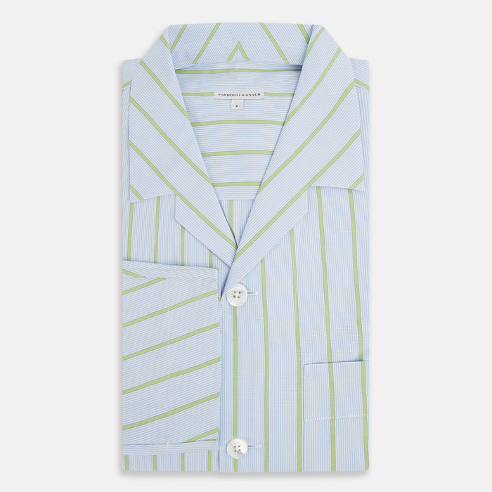 Light Green and Blue Stripe Pyjama Shirt Image 4
