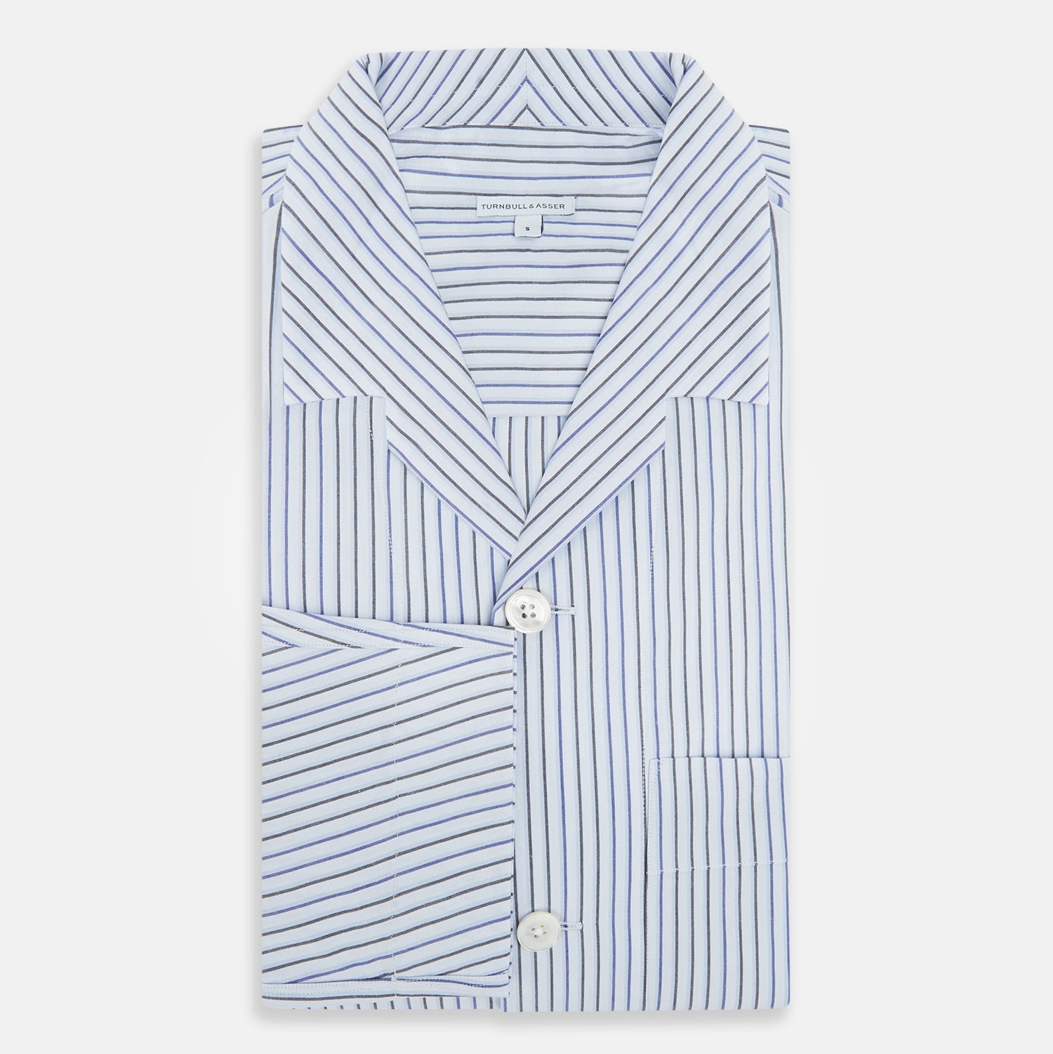 View 5 of product Blue Shadow Pinstripe Pyjama Shirt