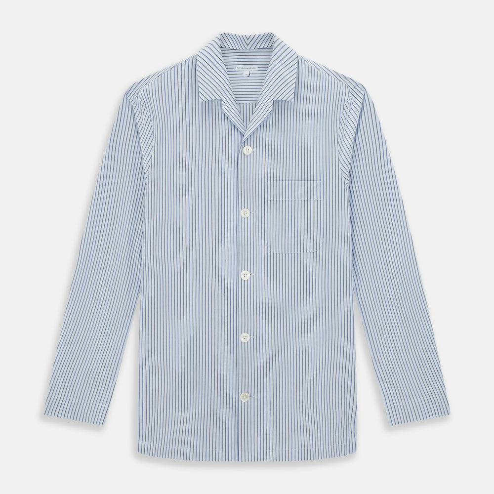 Blue Shadow Pinstripe Pyjama Shirt