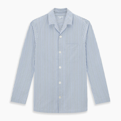 Blue Shadow Pinstripe Pyjama Shirt Image 6