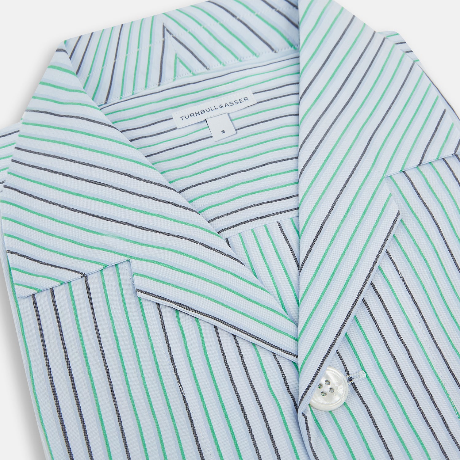 View 2 of product Green and Blue Shadow Pinstripe Pyjama Shirt