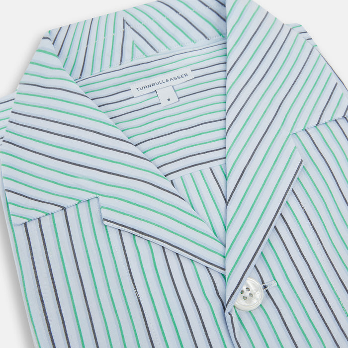 Green and Blue Shadow Pinstripe Pyjama Shirt Image 1