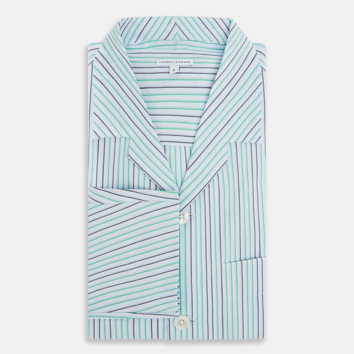 View 5 of product Green and Blue Shadow Pinstripe Pyjama Shirt