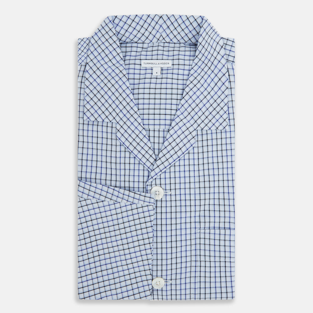 Blue Shadow Check Pyjama Shirt