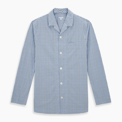 Blue Shadow Check Pyjama Shirt Image 6