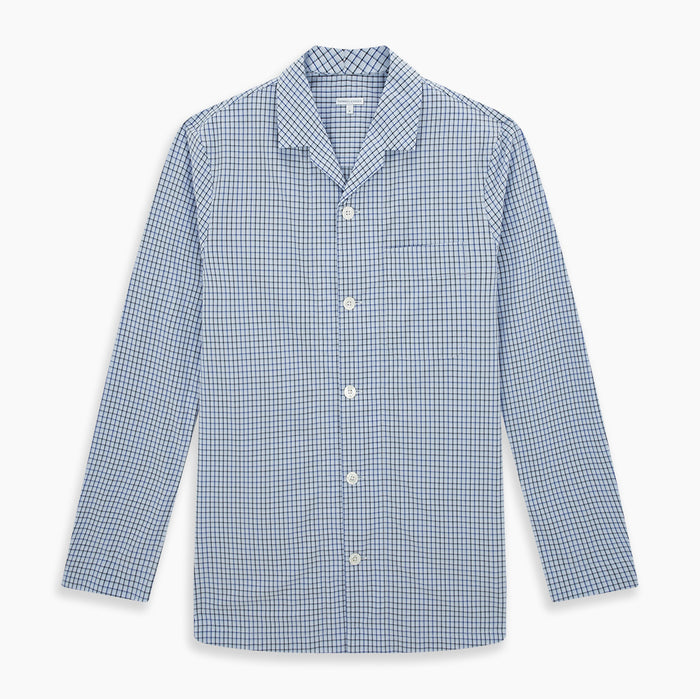 Blue Shadow Check Pyjama Shirt Image 6