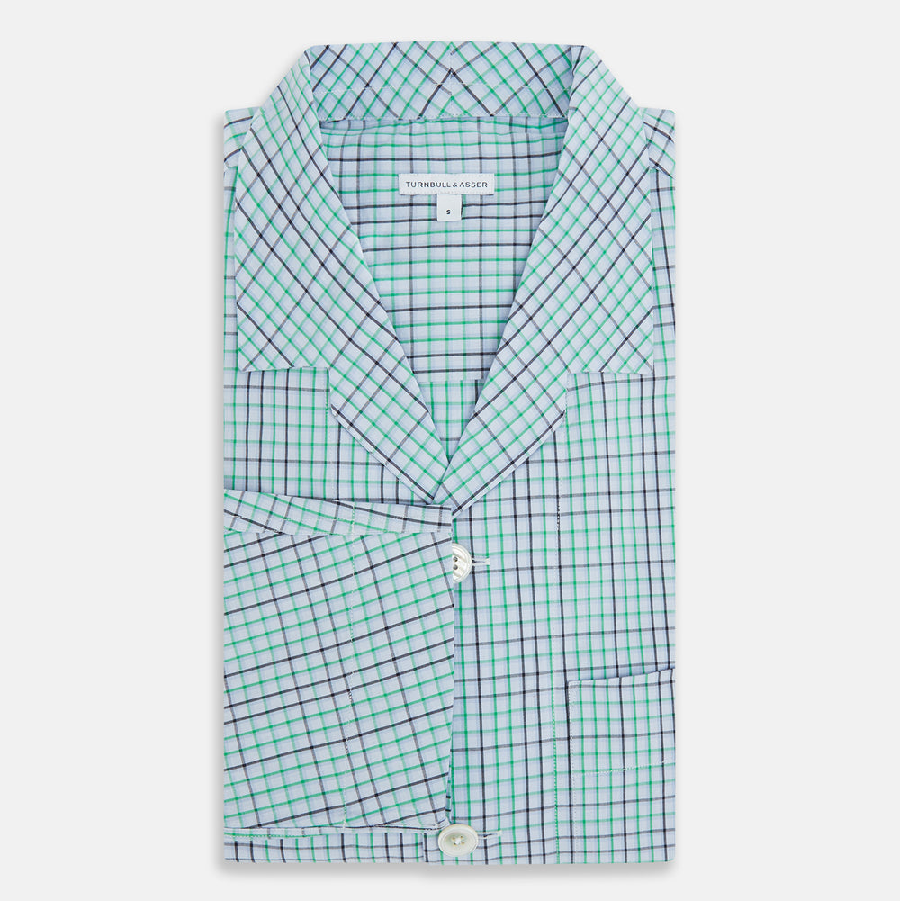 Green and Blue Shadow Check Pyjama Shirt