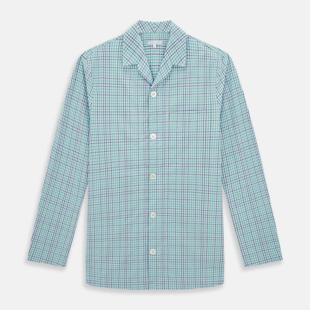 Green and Blue Shadow Check Pyjama Shirt