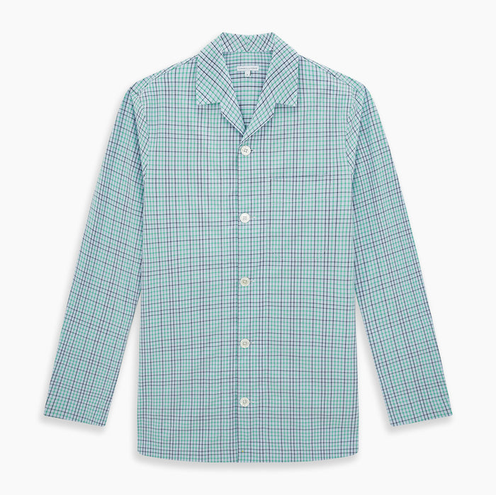 Green and Blue Shadow Check Pyjama Shirt Image 6