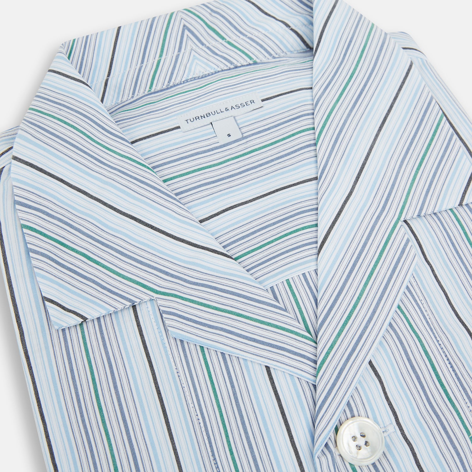 View 2 of product Blue and Green Multi Track Stripe Pyjama Shirt