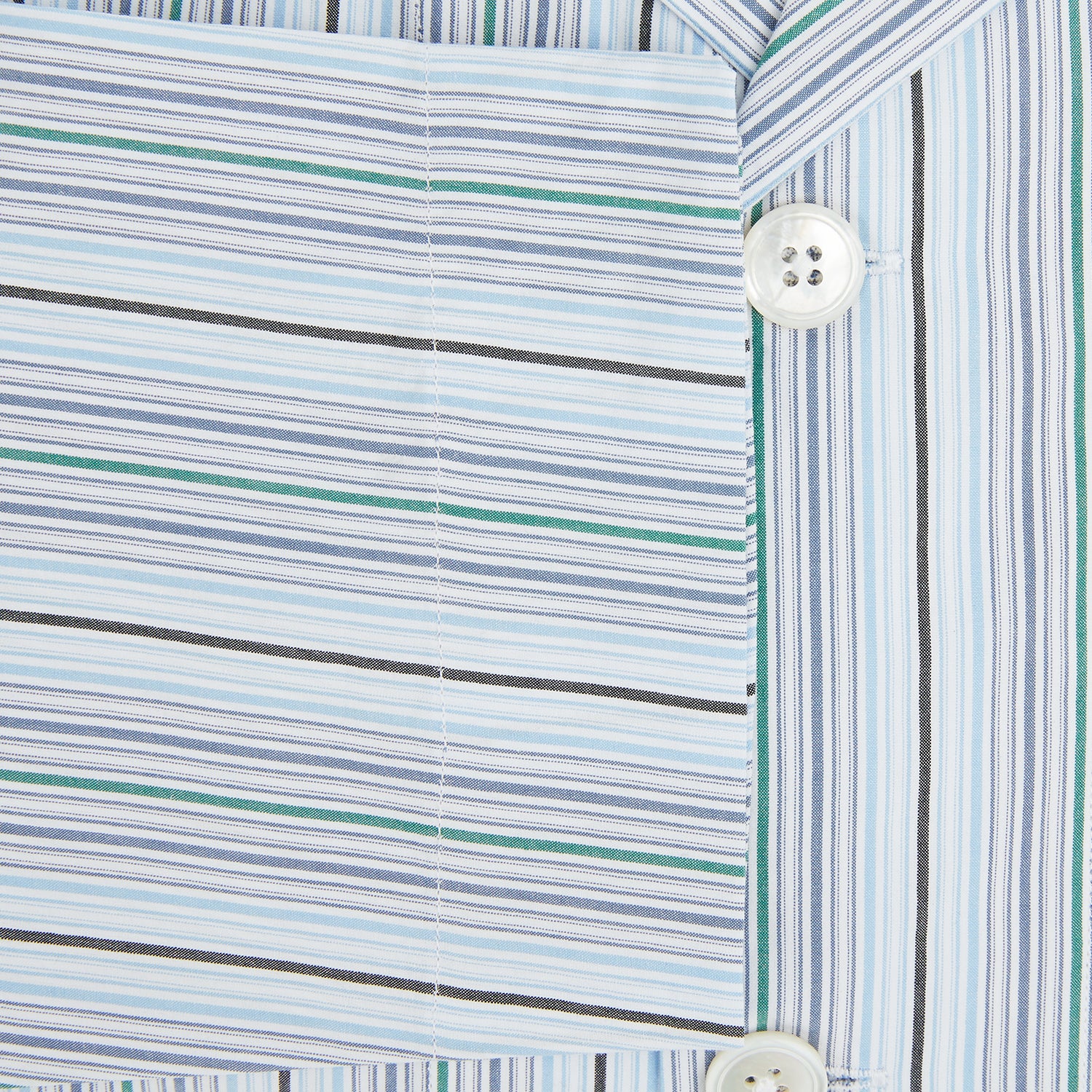 View 4 of product Blue and Green Multi Track Stripe Pyjama Shirt