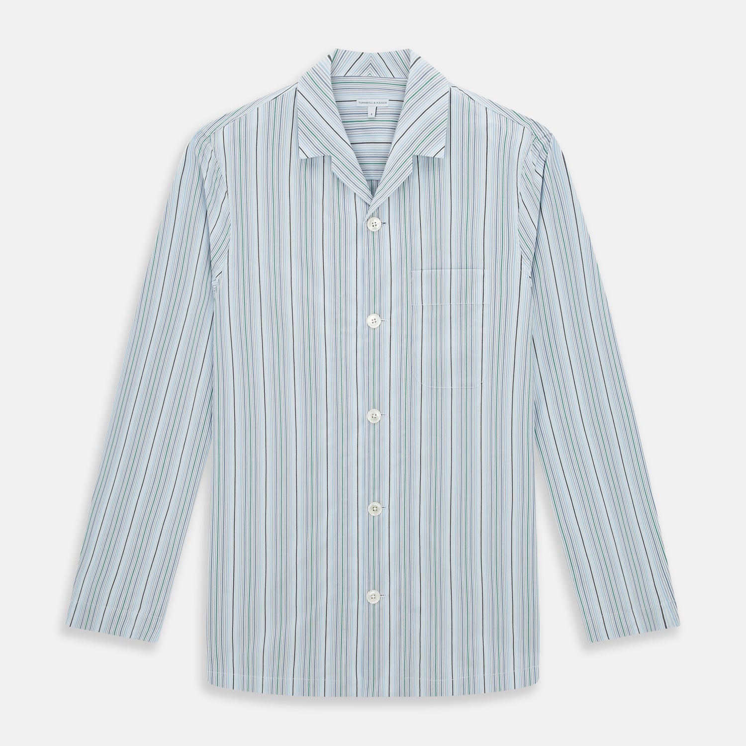 View 1 of product Blue and Green Multi Track Stripe Pyjama Shirt