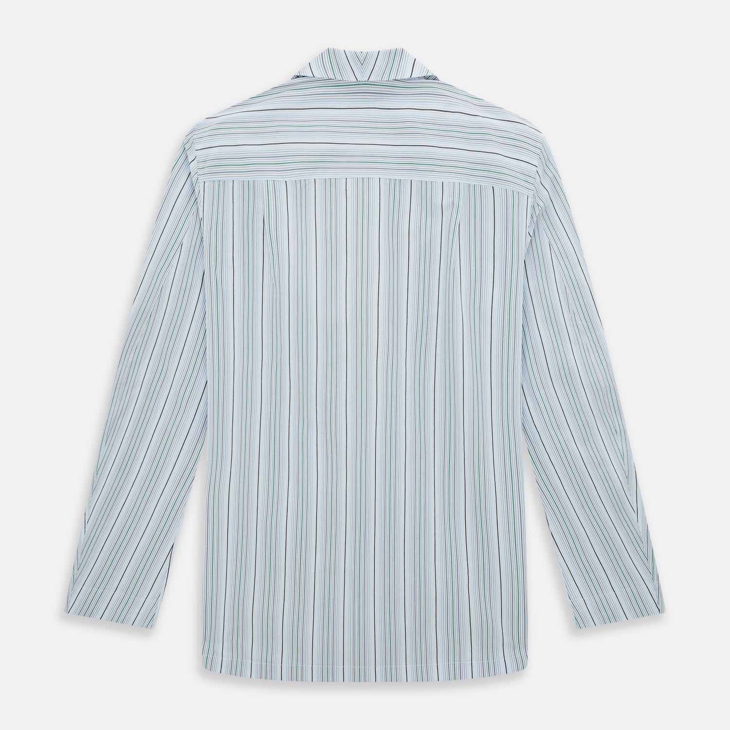 View 3 of product Blue and Green Multi Track Stripe Pyjama Shirt