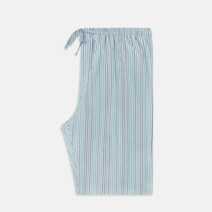 Green and Blue Shadow Pinstripe Pyjama Trousers Image 3