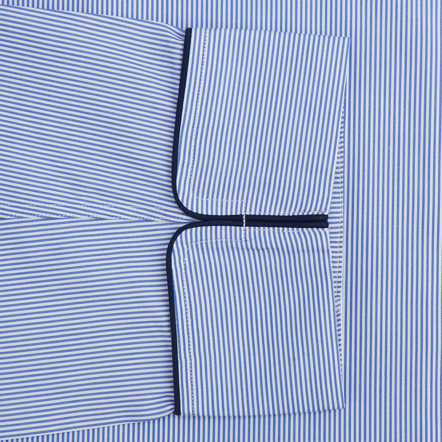 View 3 of product Blue Fine Bengal Stripe Piped Cotton Gown