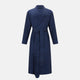 Navy and white polka dot gown with rolled hems in silk