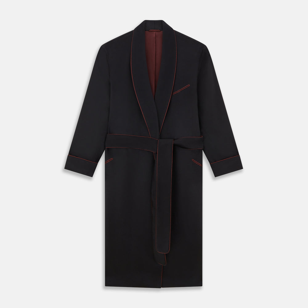 Turnbull & Asser Navy And Red Piped Cashmere Gown Turnbull & Asser Navy And Red Piped Cashmere Gown