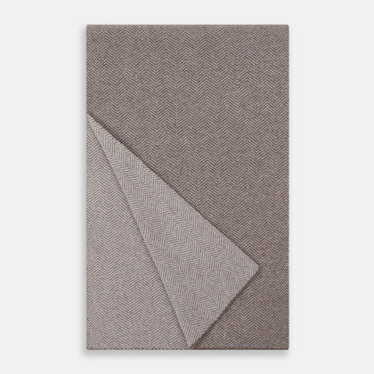 Reversible Grey Herringbone Cashmere Scarf Image 1