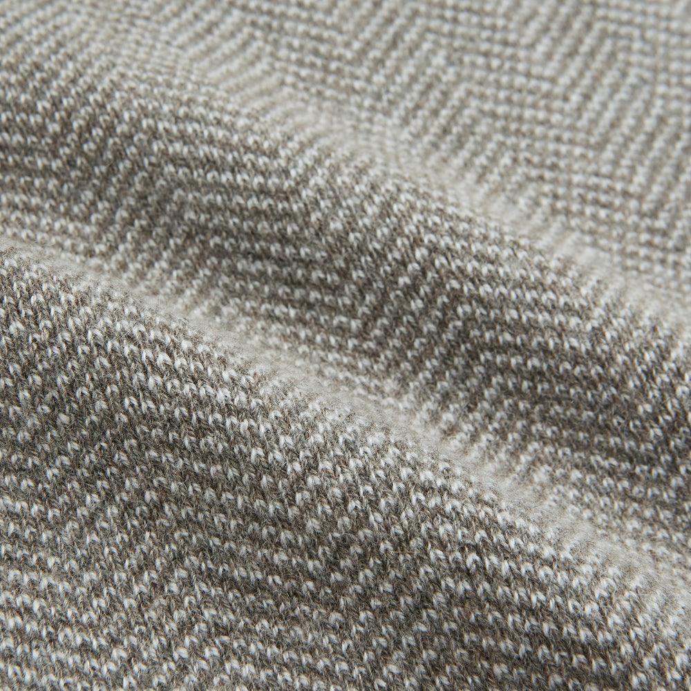 Reversible Grey Herringbone Cashmere Scarf