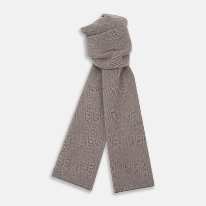 Reversible Grey Herringbone Cashmere Scarf