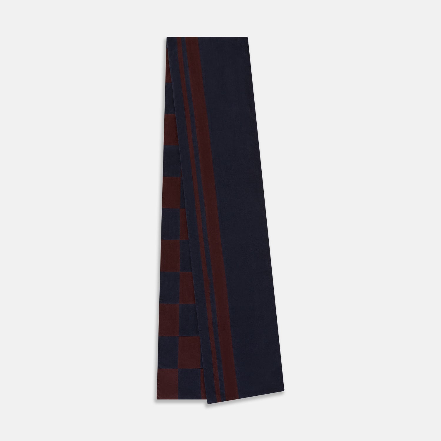 Image 2 of product Navy and Burgundy Striped & Checkered Double-Sided Corduroy Padded Scarf OS