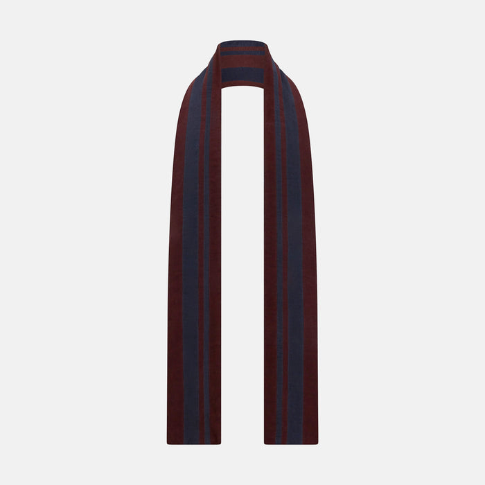 Navy and Burgundy Striped Double-Sided Corduroy Padded Scarf Image 2