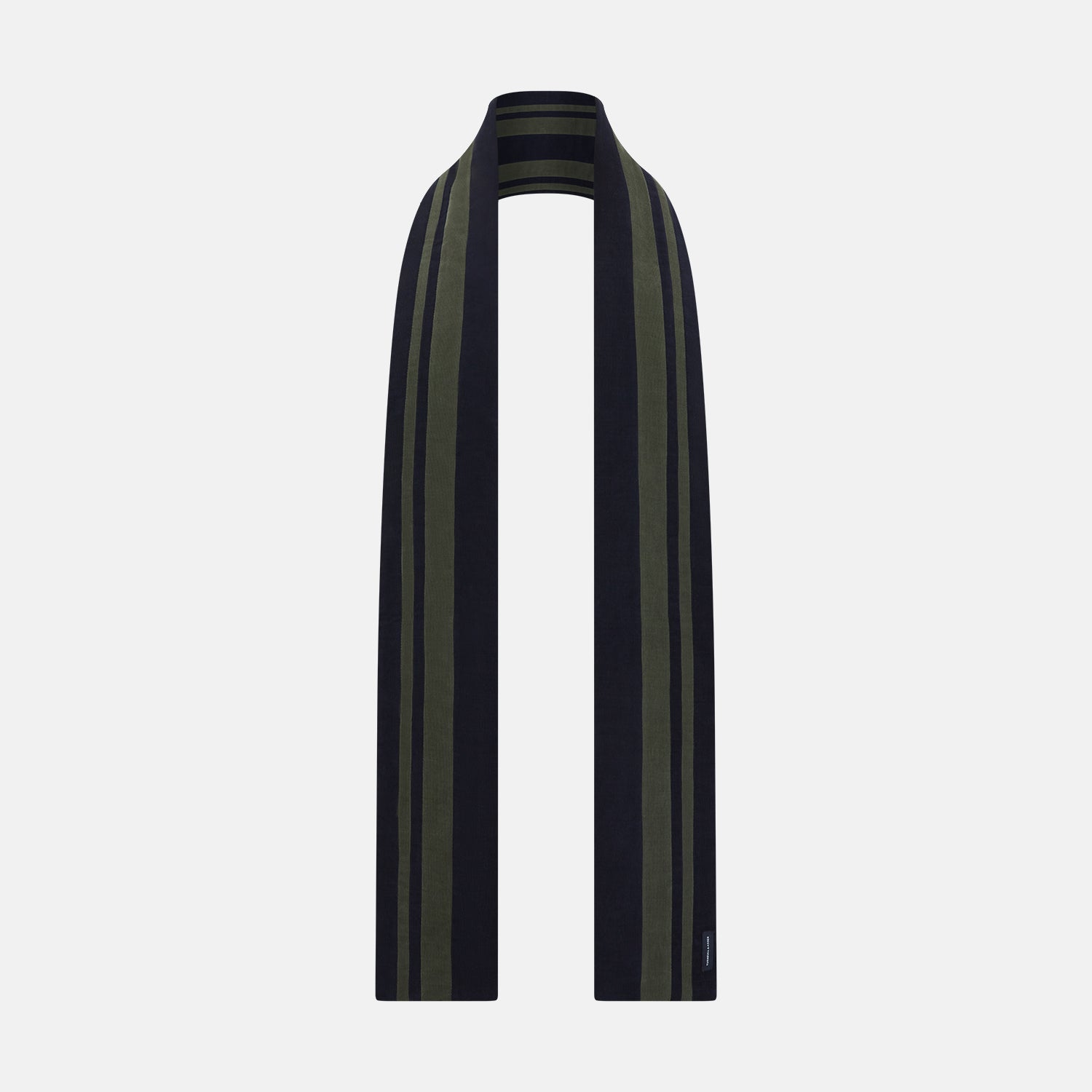 Image 1 of product Navy and Olive Green Striped Double-Sided Corduroy Padded Scarf OS
