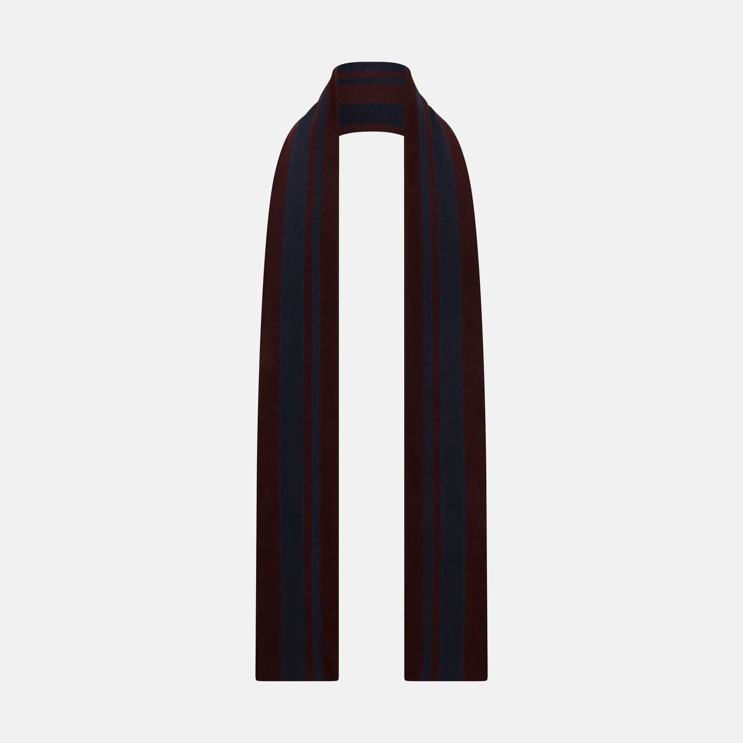 View 3 of product Navy and Burgundy Striped Double-Sided Corduroy Padded Scarf OS