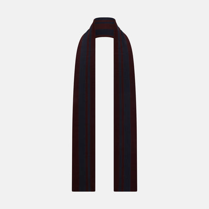Navy and Burgundy Striped Double-Sided Corduroy Padded Scarf Image 2