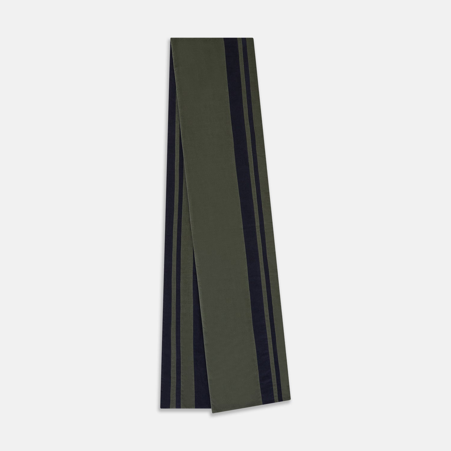Image 2 of product Navy and Olive Green Double-Stripe Double-Sided Corduroy Padded Scarf OS