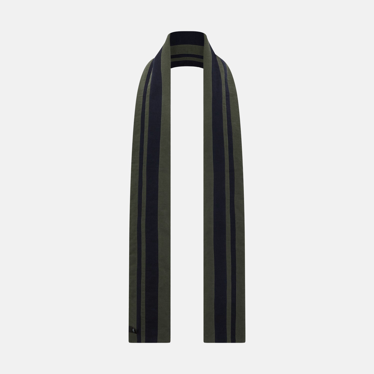 Image 3 of product Navy and Olive Green Double-Stripe Double-Sided Corduroy Padded Scarf OS