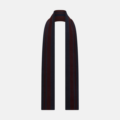 Navy and Burgundy Double-Stripe Double-Sided Corduroy Padded Scarf
