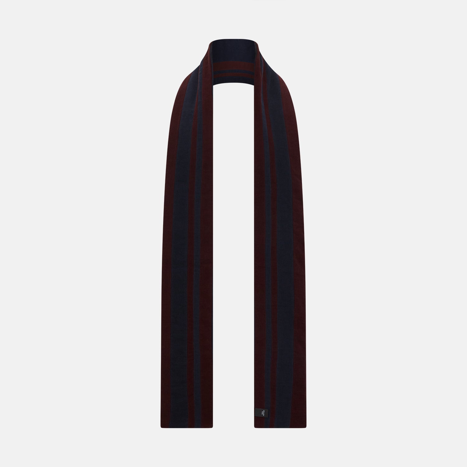 Image 3 of product Navy and Burgundy Double-Stripe Double-Sided Corduroy Padded Scarf OS