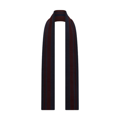 Navy and Burgundy Double-Stripe Double-Sided Corduroy Padded Scarf Image 3
