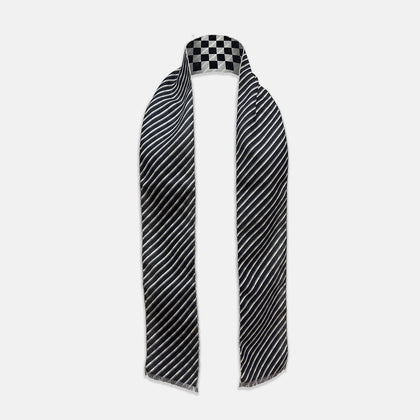 Chequered Navy on White Frame Small Scarf in Silk Image 1