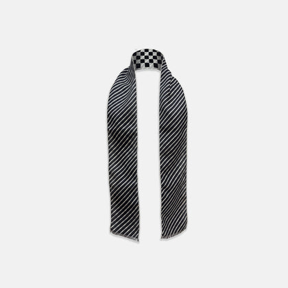 Chequered Navy on White Frame Small Scarf in Silk Image 1