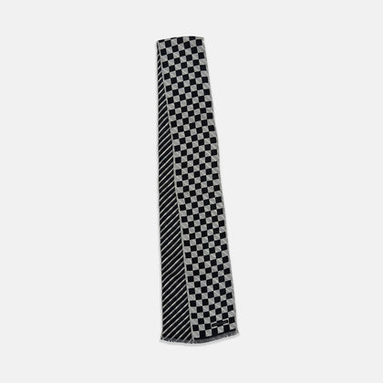 Chequered Navy on White Frame Small Scarf in Silk Image 2