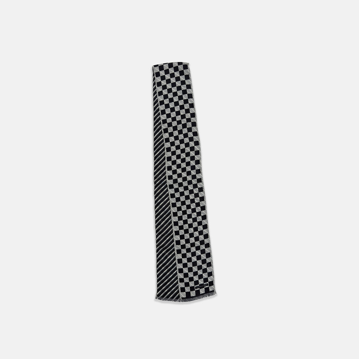 View 5 of product Chequered Navy on White Frame Small Scarf in Silk