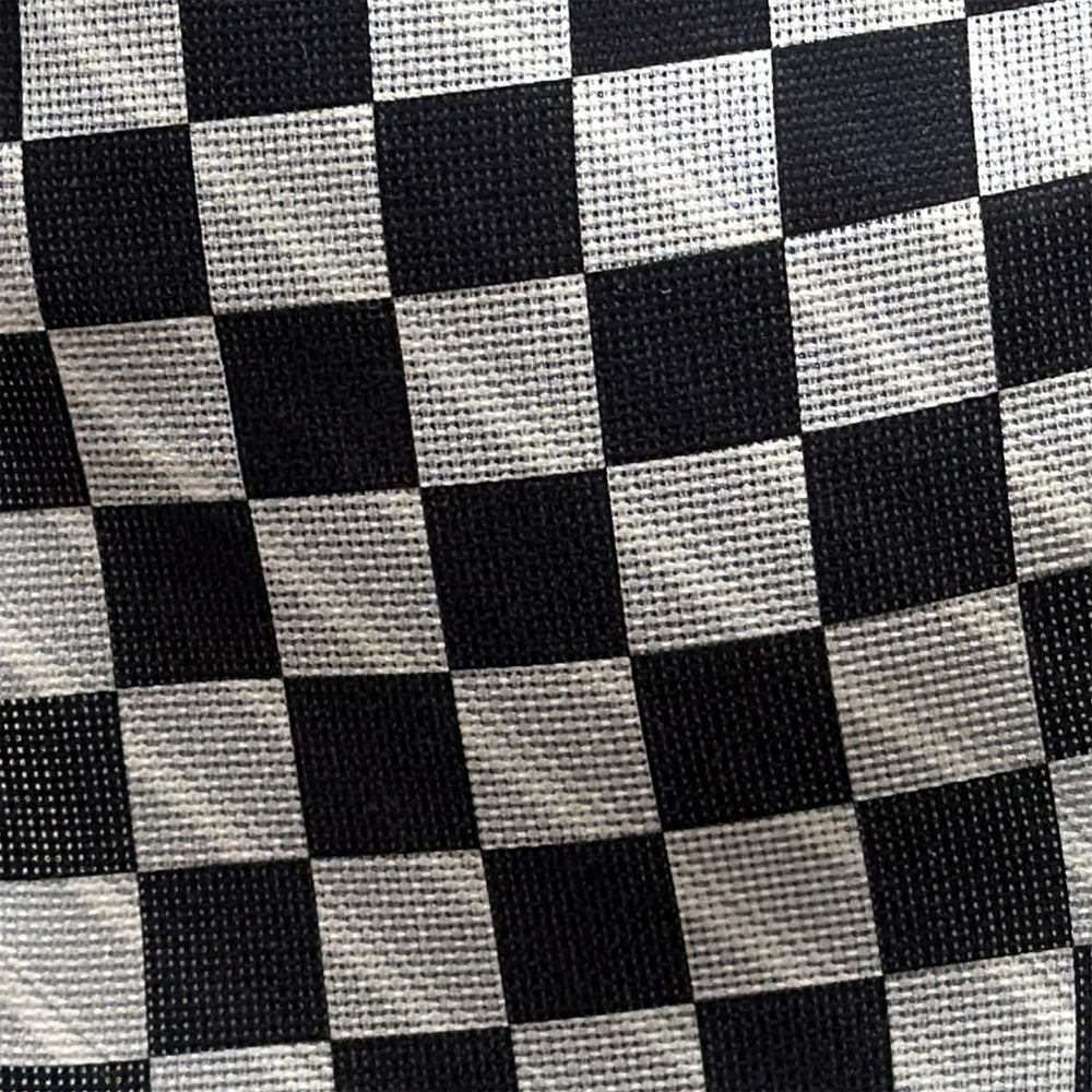 Chequered Navy on White Frame Small Scarf in Silk