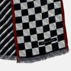 View 3 of product Chequered Navy on Red Frame Small Scarf in Silk