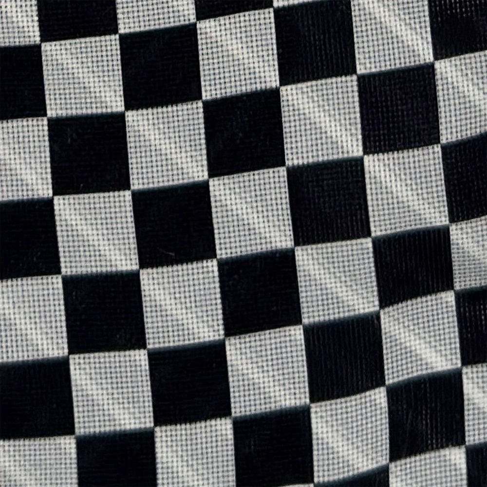 Chequered Navy on Red Frame Small Scarf in Silk