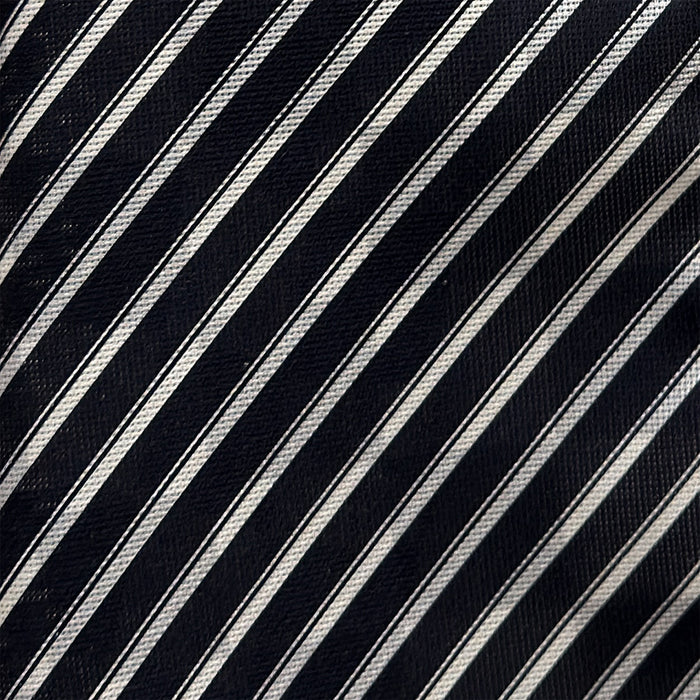 SILK SCARF CHEQUERED THIN STRIPE  NVY WITH NVY/WHT Image 3
