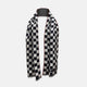 Chequered Navy on Red Frame Large Scarf in Silk