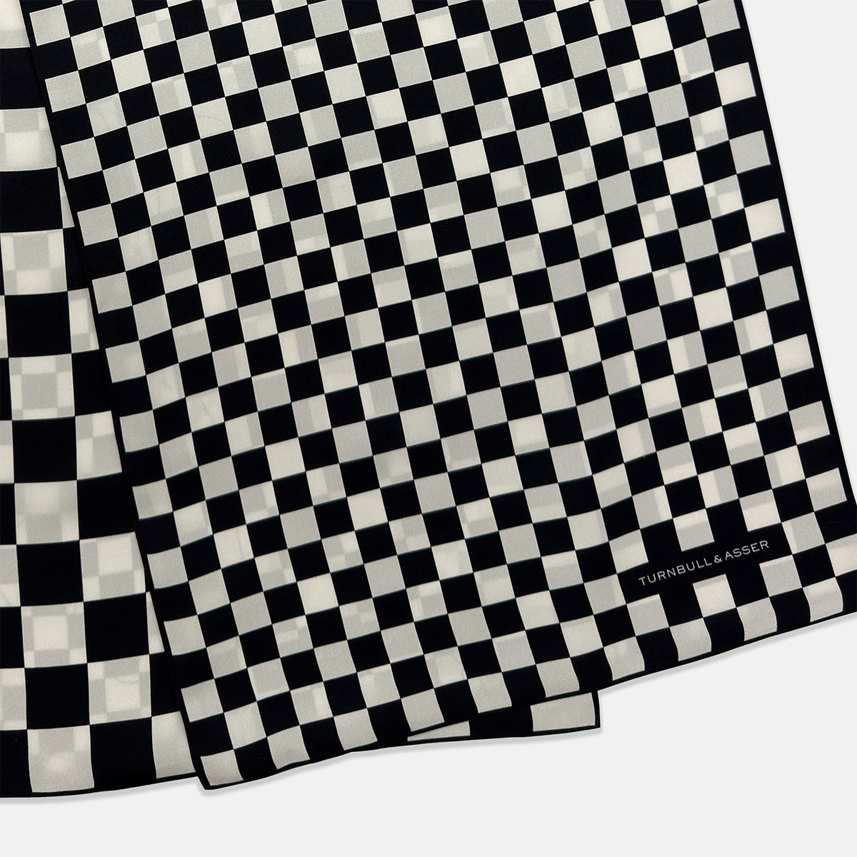 View 4 of product Chequered Navy & White Scarf in Silk