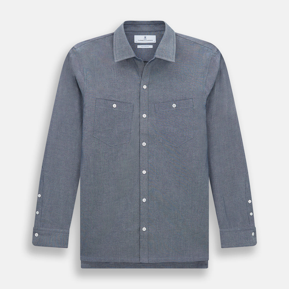 Turnbull & Asser Steel Blue Piccadilly Shirt