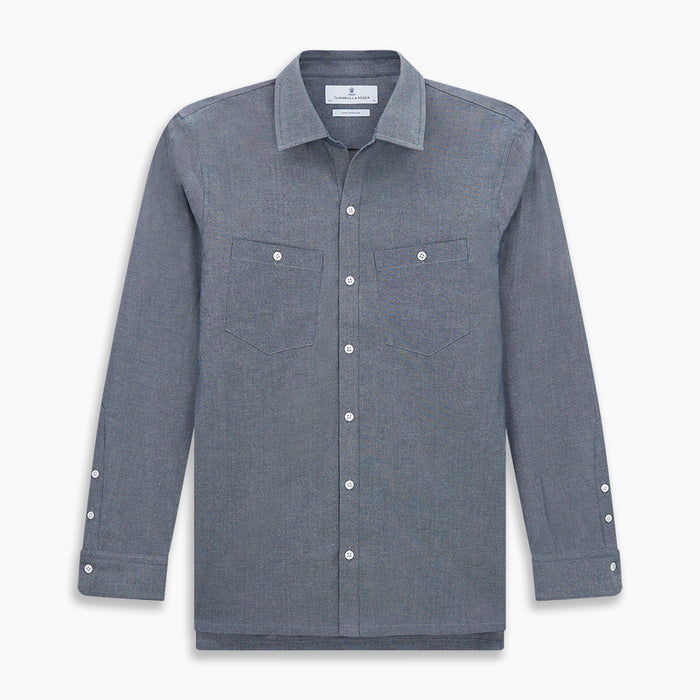 Steel Blue Piccadilly Shirt Image 6