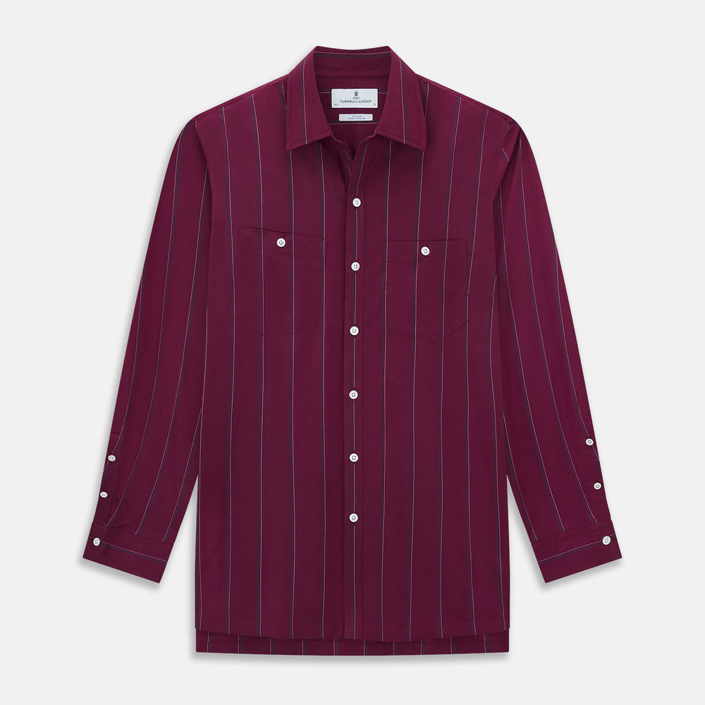 mens burgundy and white striped dress shirt Joseph Turner Burgundy Bengal Stripe Shirt