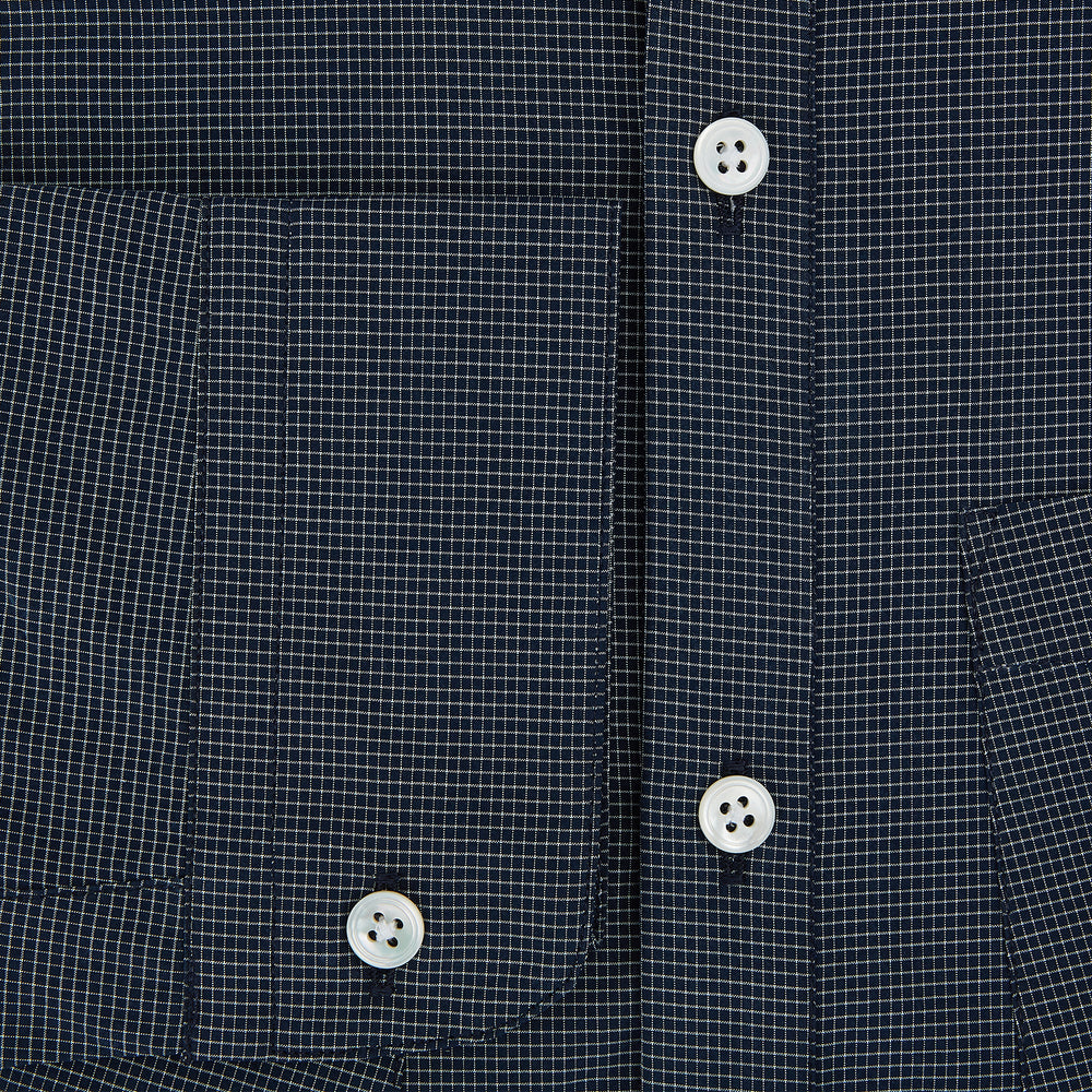 Navy and White Pin Check Piccadilly Shirt 18.5