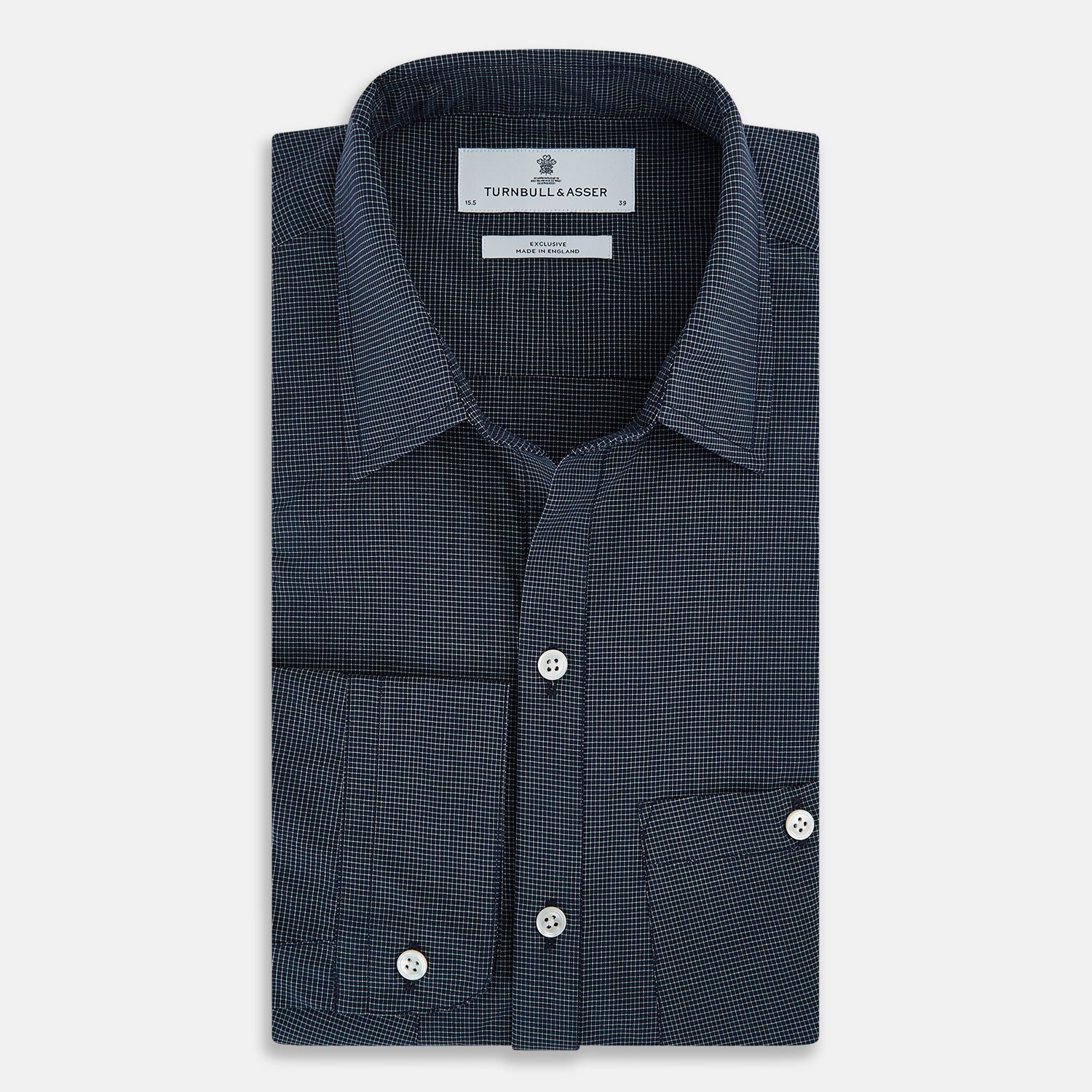 Image 5 of product Navy and White Pin Check Piccadilly Shirt 18.5