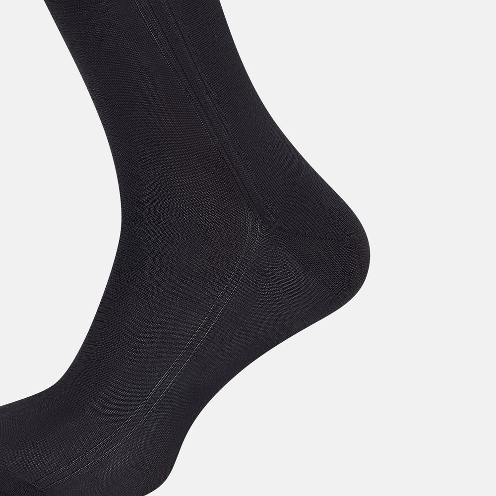 Navy Silk Long Socks 13